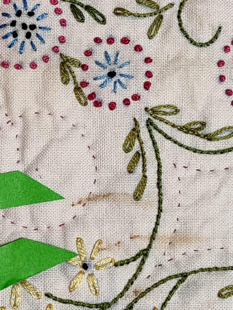 アンティーク キルト C1930 USA 花柄刺繍入り