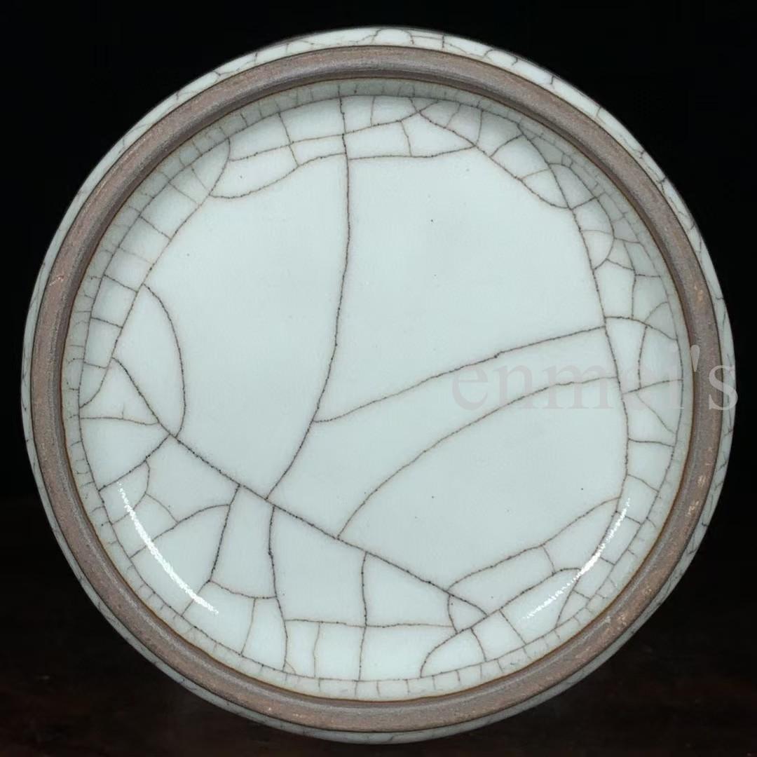 中国古美術・旧蔵品 宋代 官窑 双凤耳瓶・冰裂纹・青灰釉・花瓶・置物・茶道・文房