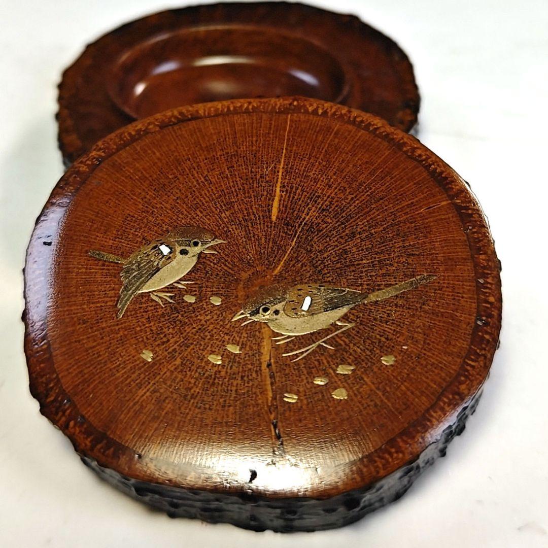 イ801 香合『中林星山作』『竹　雀すずめ蒔絵　香合　共箱』茶道具　漆塗