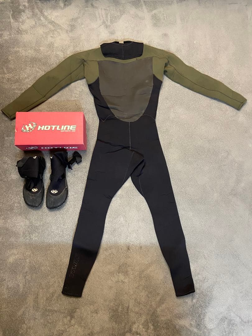 【値引】HOTLINE ウェットスーツ ブーツ付 4/3mm