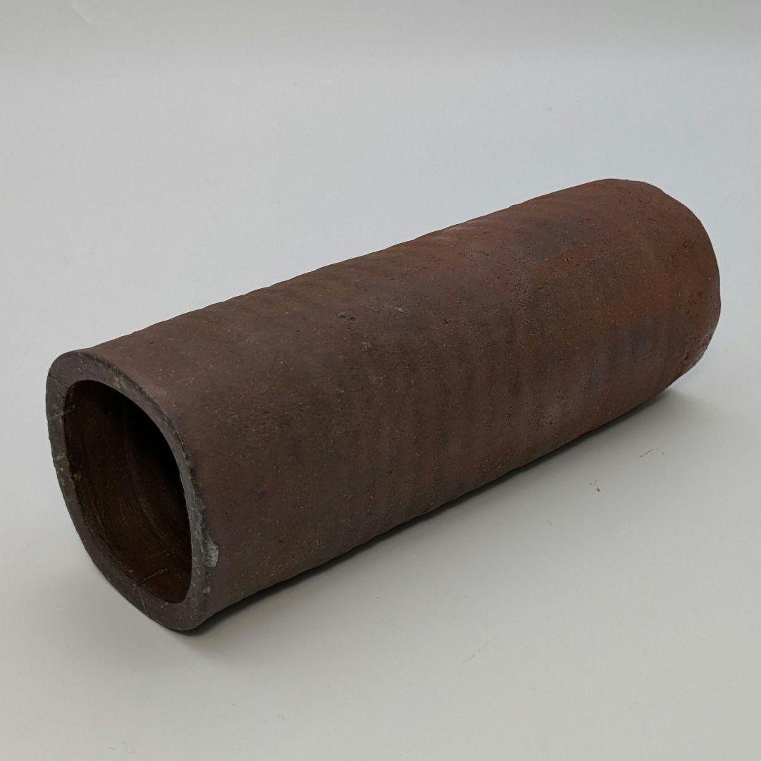 岡山県重要無形文化財 伊勢崎満 備前焼 緋襷四方花入 合箱 花瓶 花器 花生