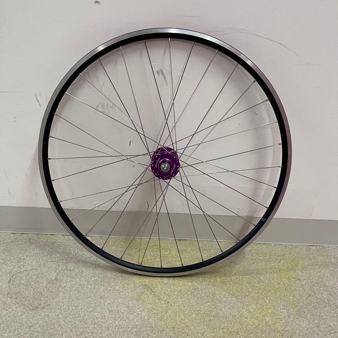 グランコンペ廃盤カラーハブ　手組みピストホイール(前輪) 700C