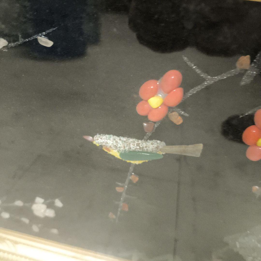 貴石画★花と鳥のデザイン アート作品