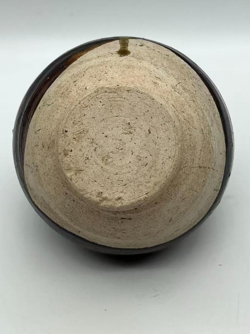 金から元時代　褐釉双耳小壺 茶入　茶道具　水指 酒器 時代物(F-121)