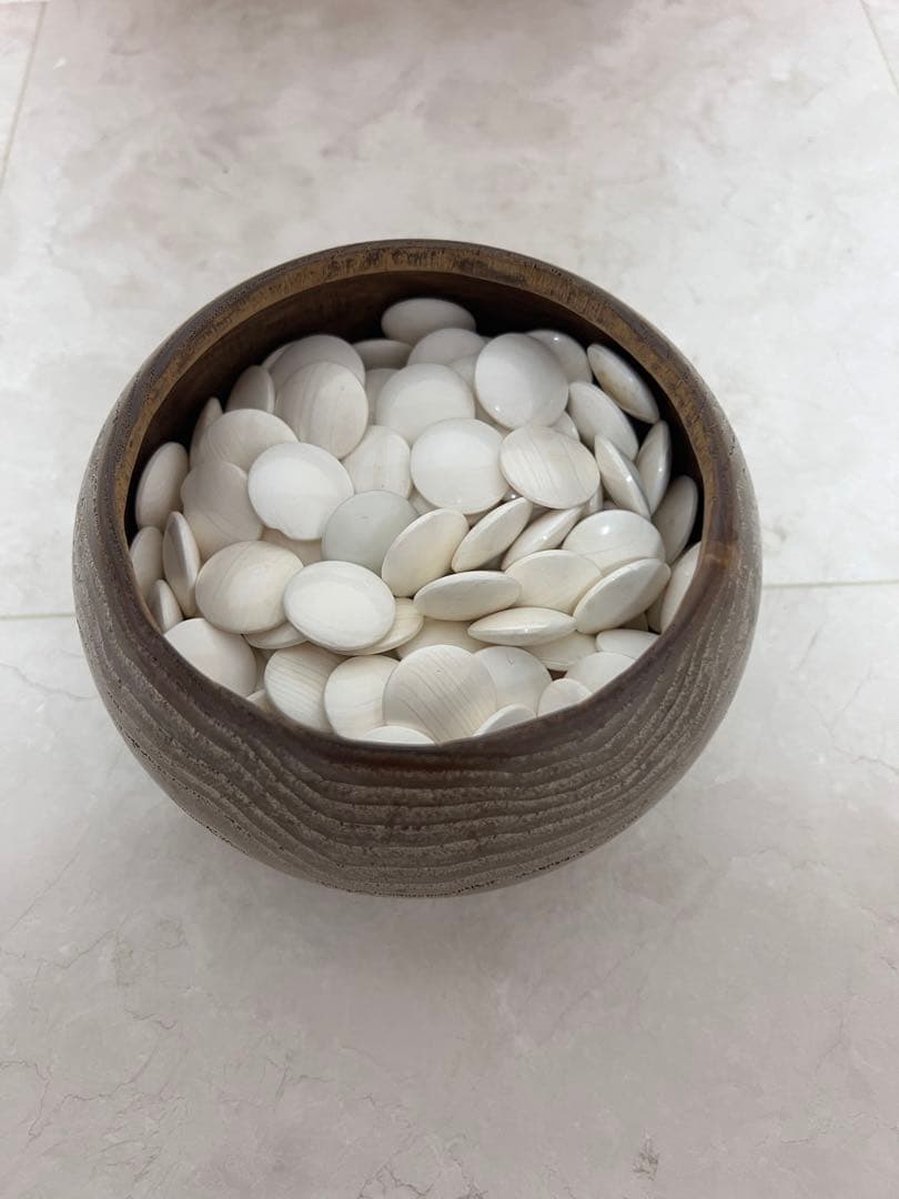 木製　囲碁碁盤　碁石セット　へそ有り