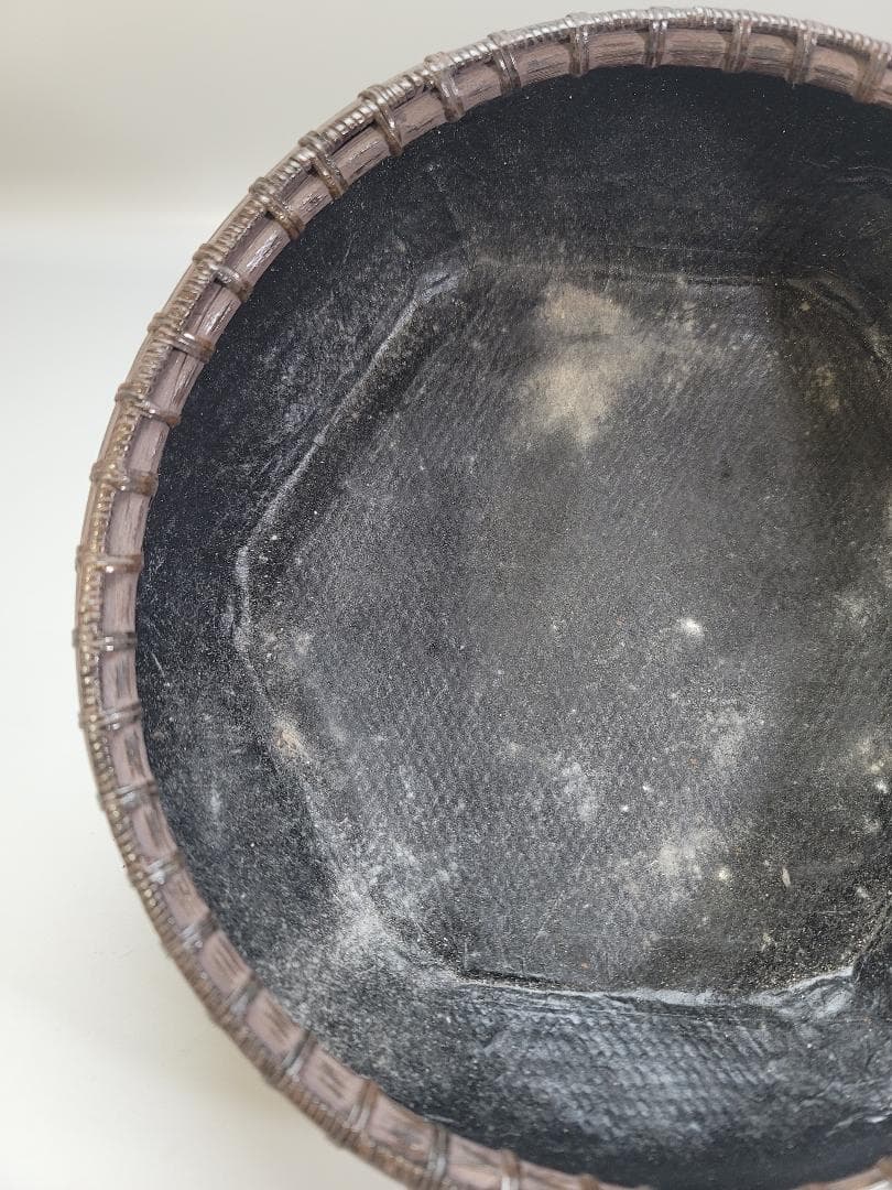 茶道具 唐物 竹網 籠 炭斗 炭籠