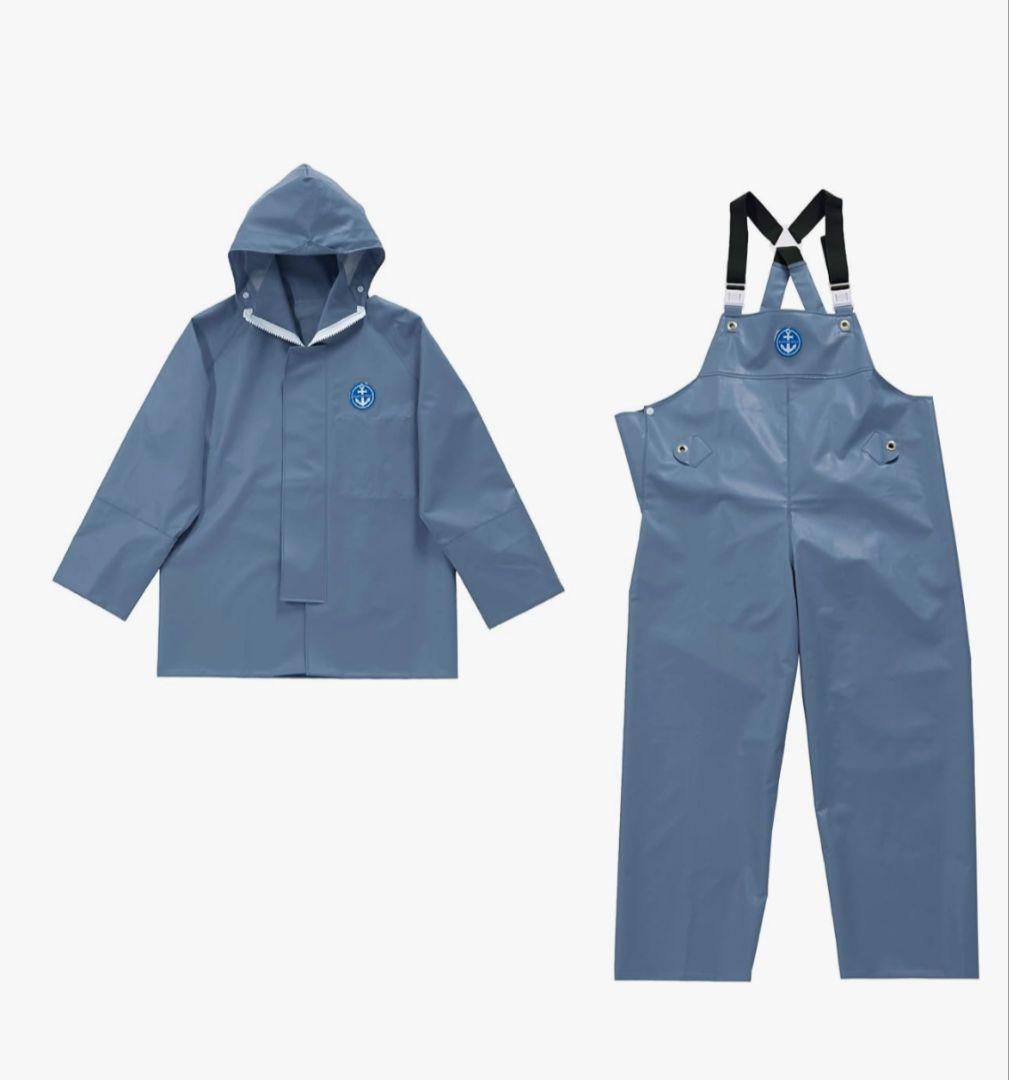 雨合羽 マリンレリー 上下セット L 釣り 水産 尾崎産業 イカリマーク　未使用