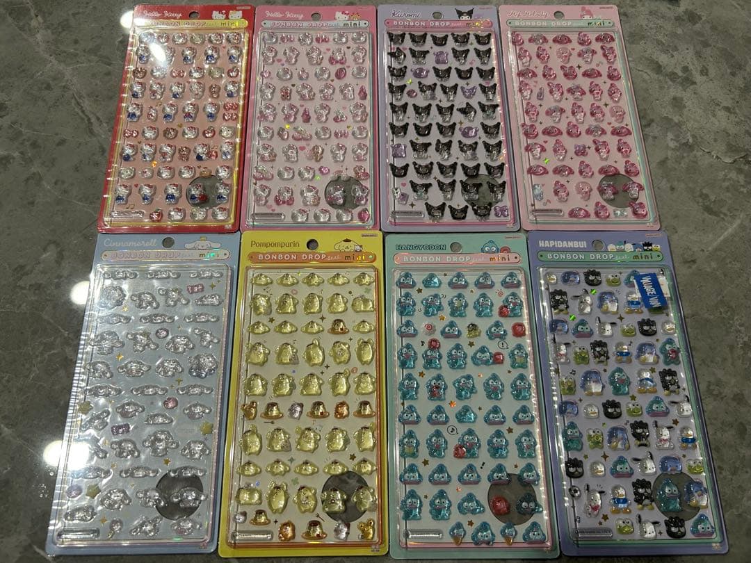 【国内正規品】サンリオミニボンボンドロップシール8種コンプリート品