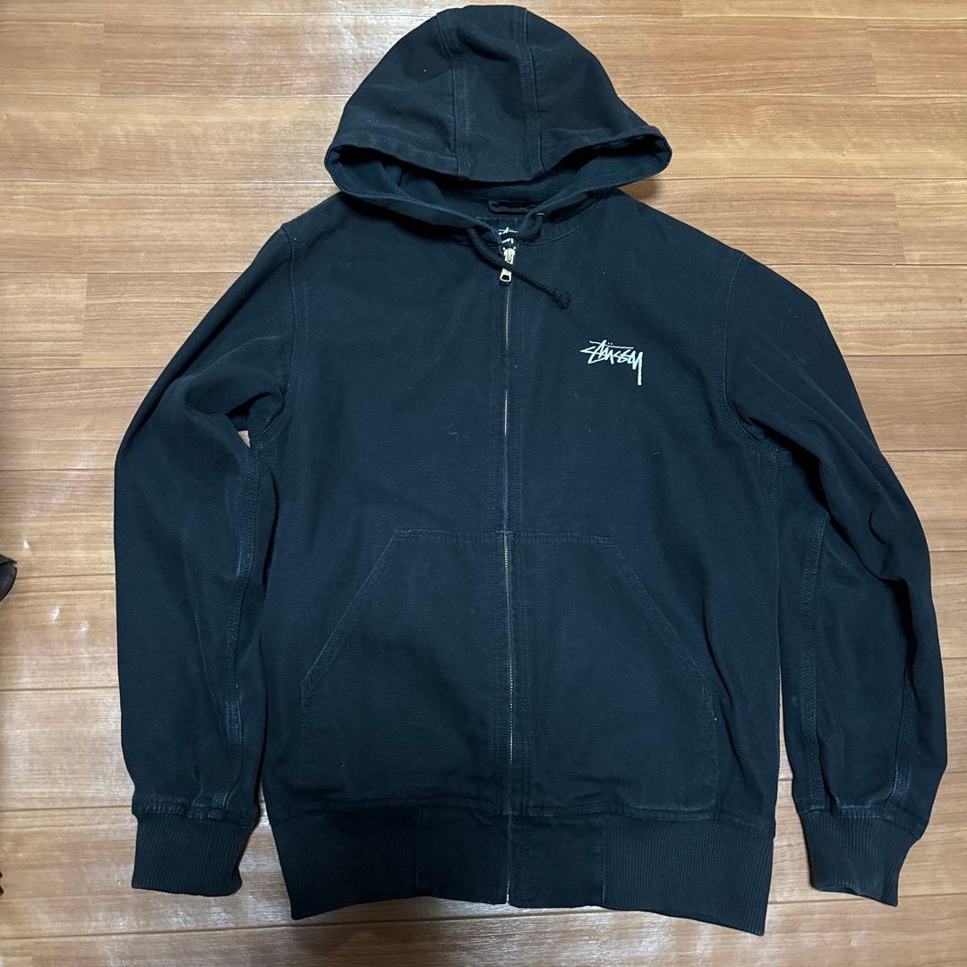 Stüssy フード付き ブラック ジャケット ジップパーカー