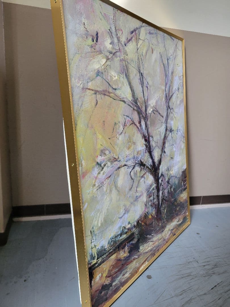 印象派風 油彩画 木の風景 大きなキャンバス