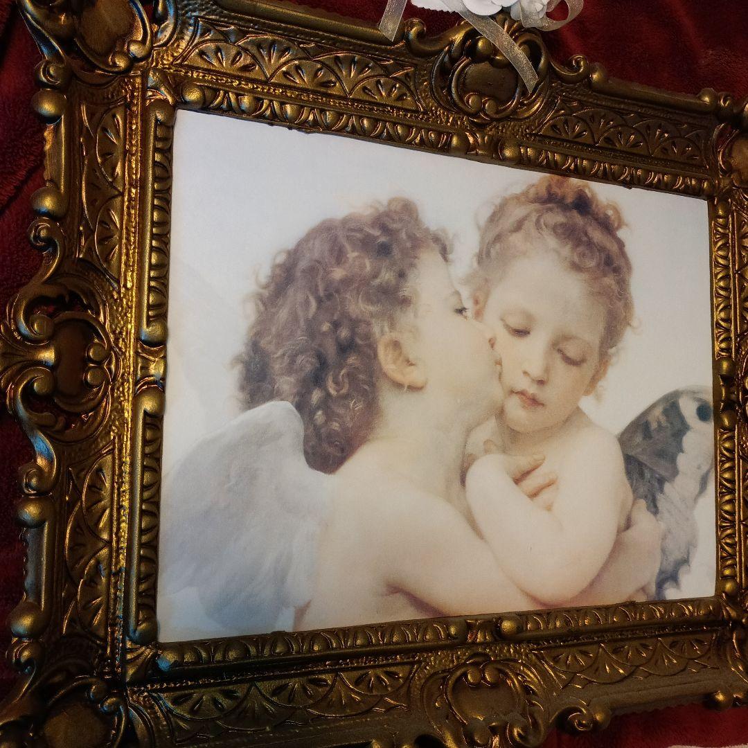 天使の子供たちの絵画 金色フレーム付き