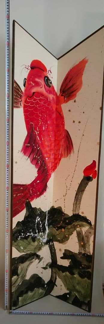 絵画　彩絵　墨彩絵　屏風絵　日本画　置物　インテリア　工芸品　美術品　A1587