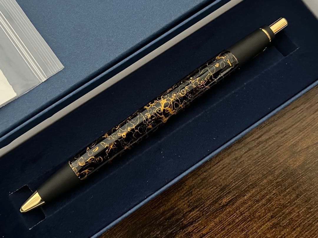 野原工芸　新型シャープペンシル　兆春塗り　黒金　漆金箔　固定式口金付き