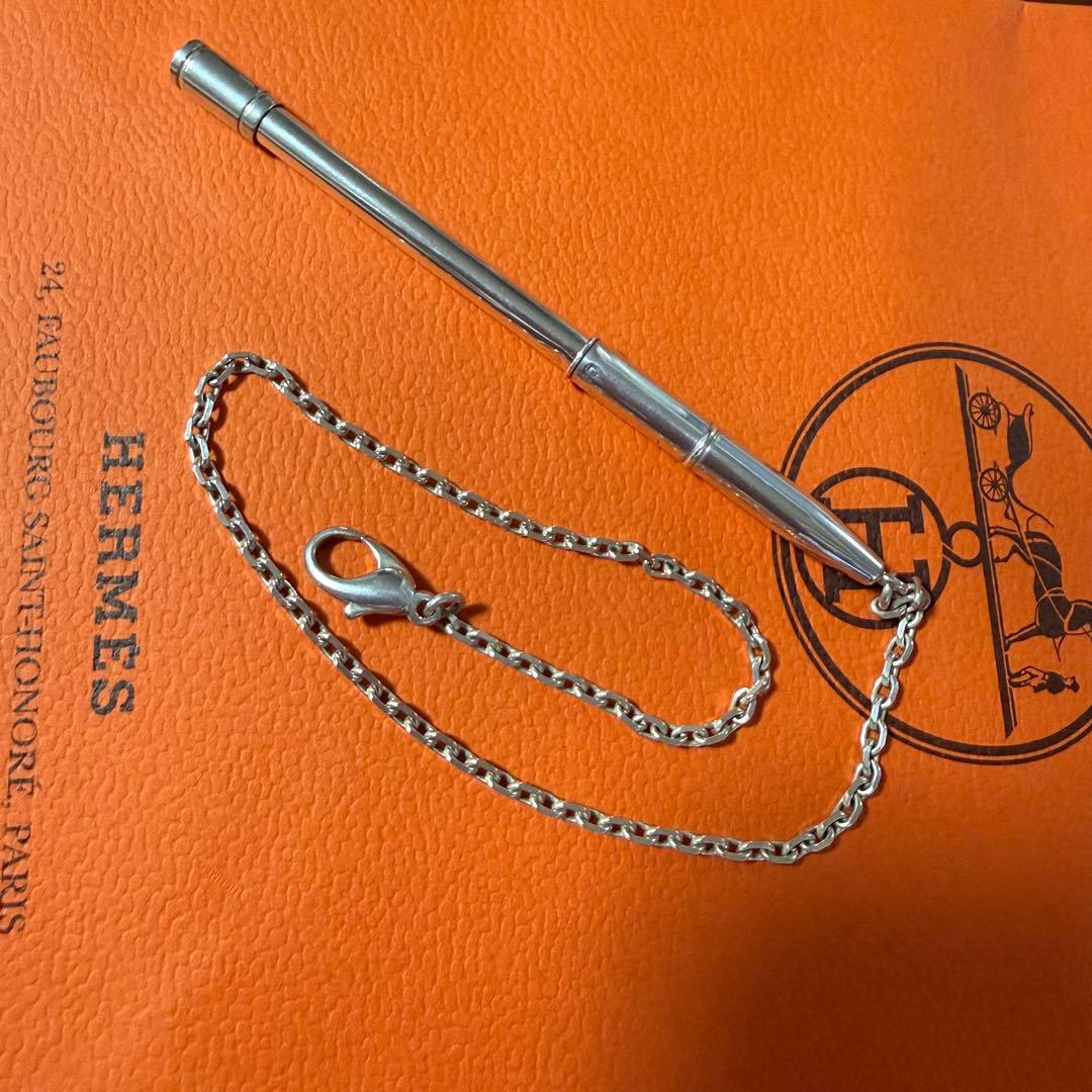 HERMES エルメス　シルバー925 チェーン付きボールペン　傷多数有り