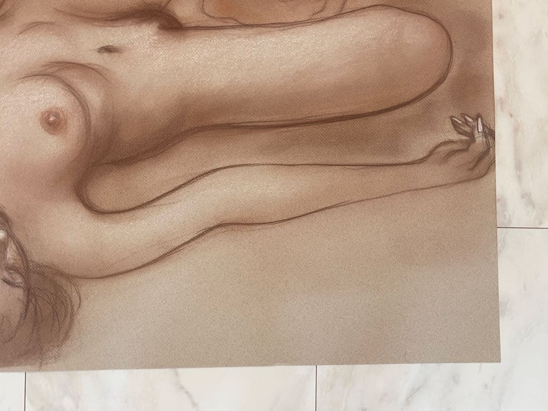【真作】古沢岩美　大作　裸婦　パステル画
