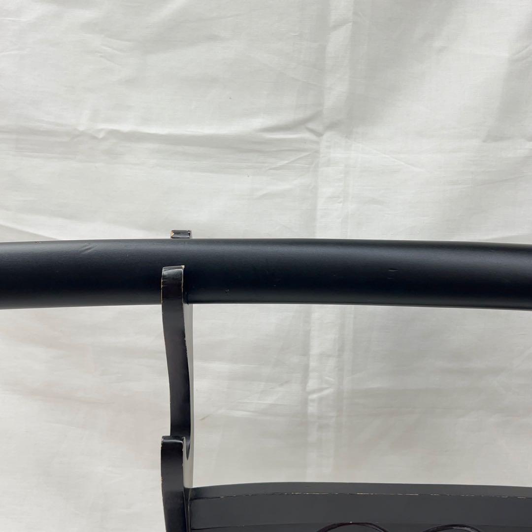 【模造刀】太刀 樋入り 鶴鍔 透かし 全長97.0センチ 黒鞘 互の目 刃紋