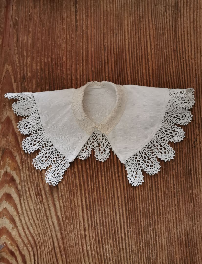 アンティークフランス ピケドプロヴァンス♢ ルピュイ クロシェ編レース装飾付け襟