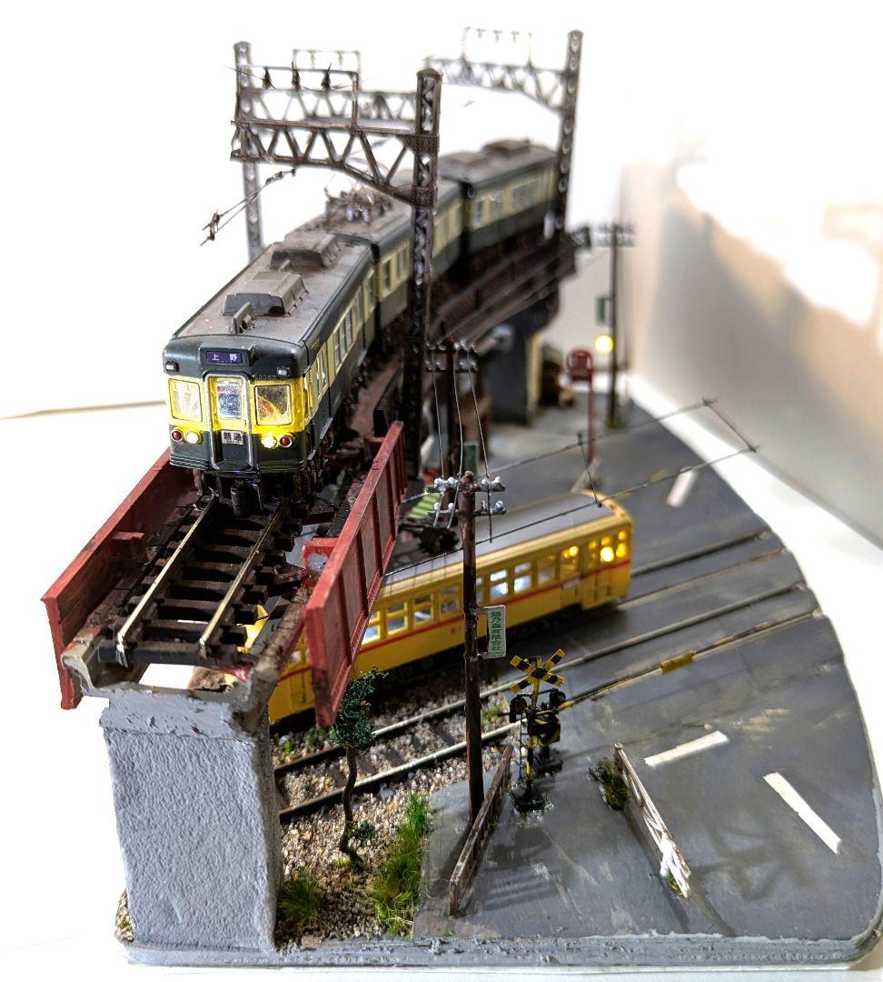 T*y様 Ｎゲージ・ミニジオラマ【昭和の京成町屋ガード下・都電のある情景】車両付