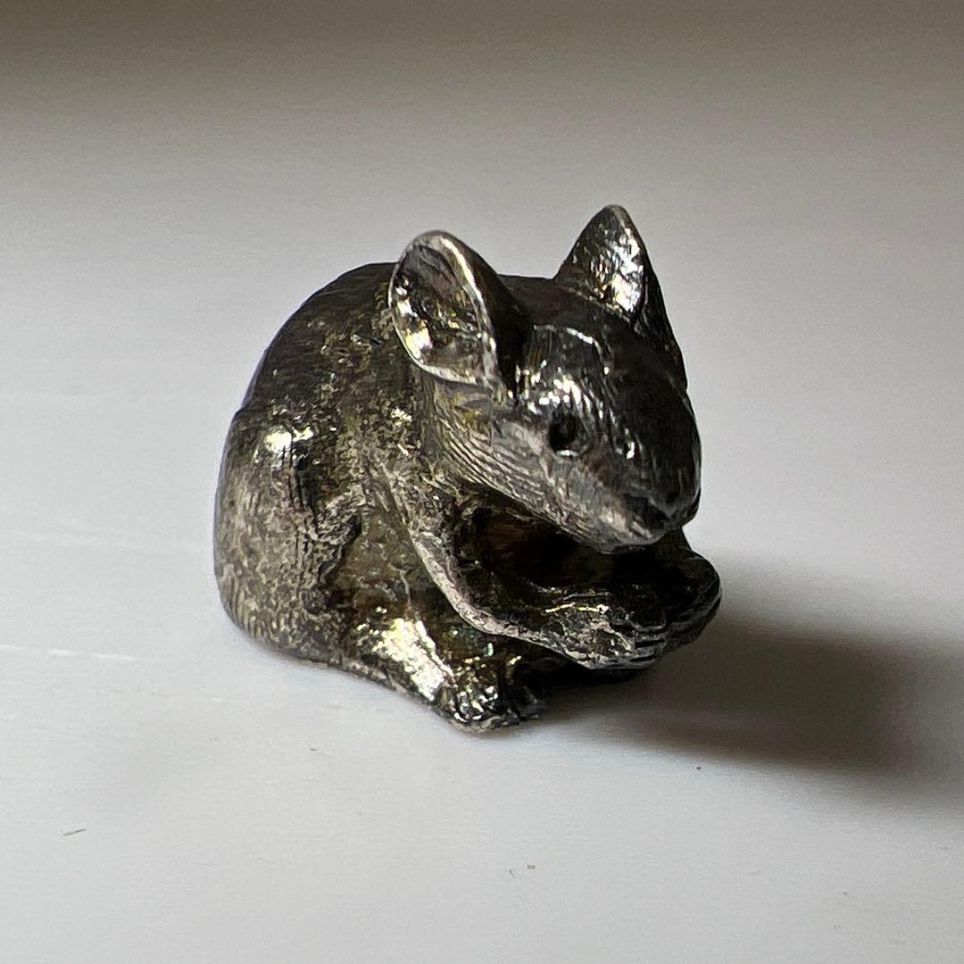 銀刻印　銀製ネズミ根付　8.7g 東Y8-0210☆2F