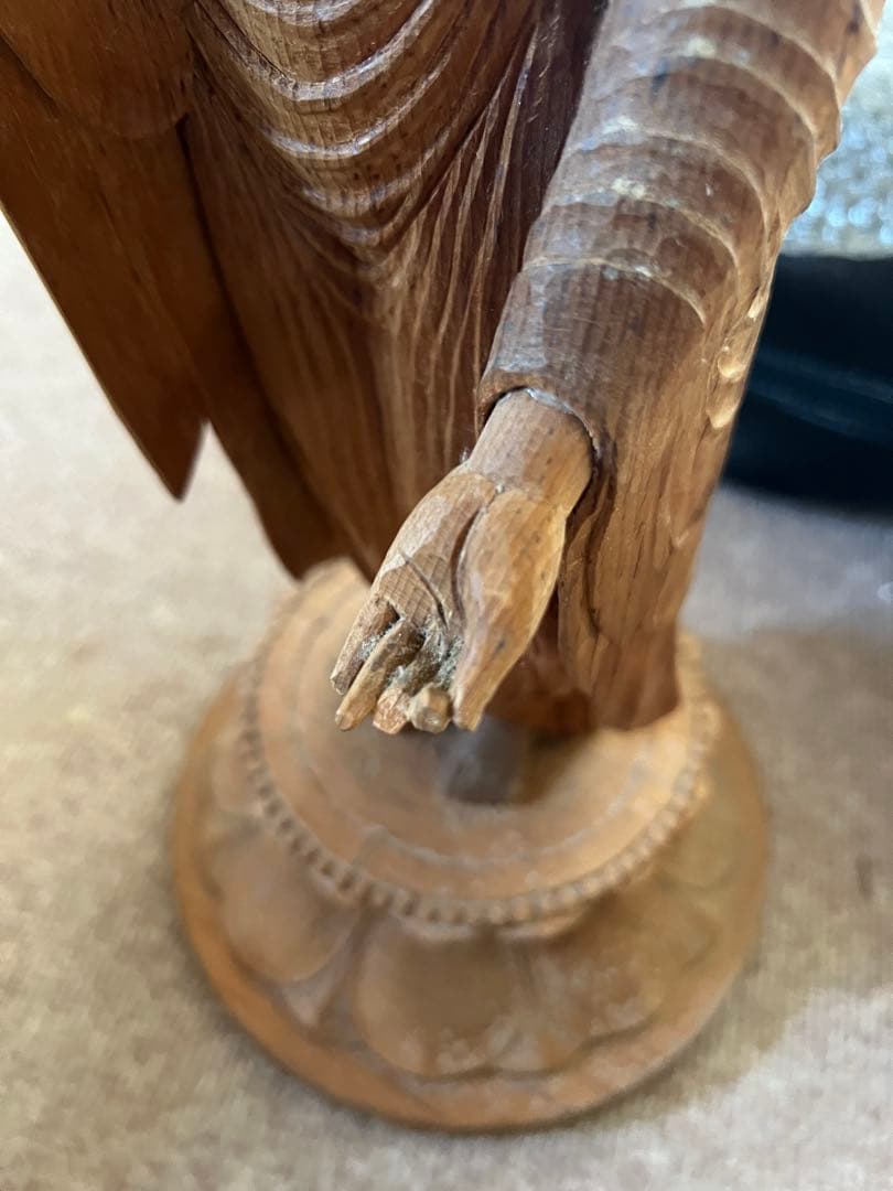 木彫り仏像 光背付き 北山上信 七福神 2体セット