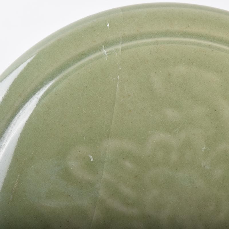 中国　龍泉窯青磁　刻花文　香合　盒子　N　7070E