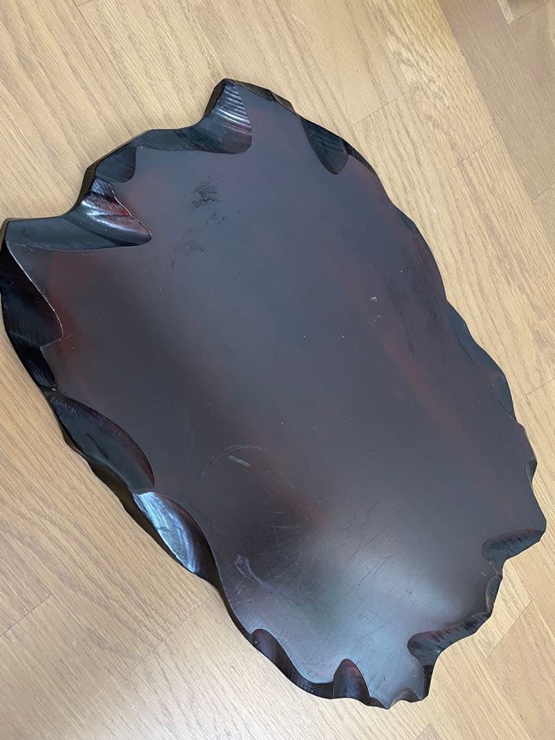 九谷焼　獅子　陶器　木製台座付き　小槌