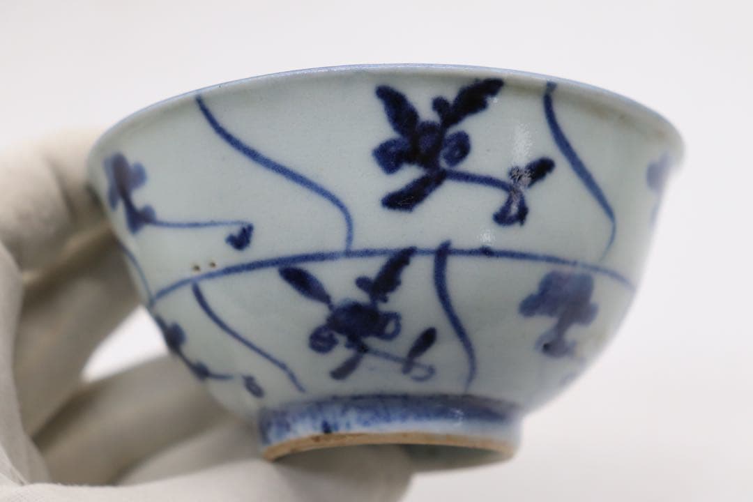 中国　清時代中期　染付湯呑み7点　中国茶器　木箱入　送料込み0515