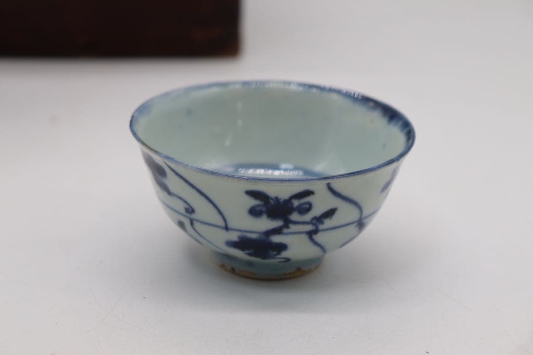 中国　清時代中期　染付湯呑み7点　中国茶器　木箱入　送料込み0515