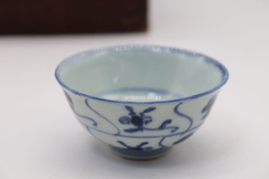 中国　清時代中期　染付湯呑み7点　中国茶器　木箱入　送料込み0515