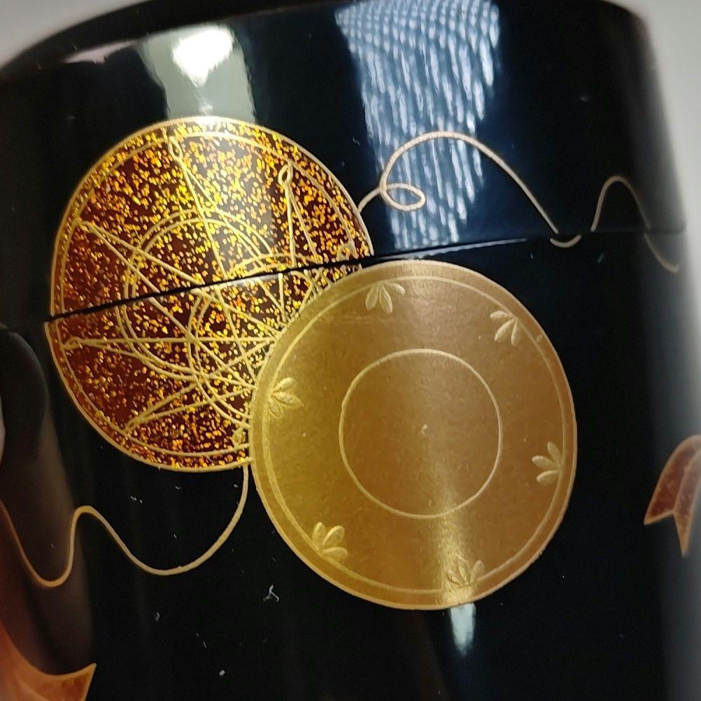 イ420 棗『漆専堂　岡本漆園作』『金梨地楽器蒔絵　棗　共箱』茶道具