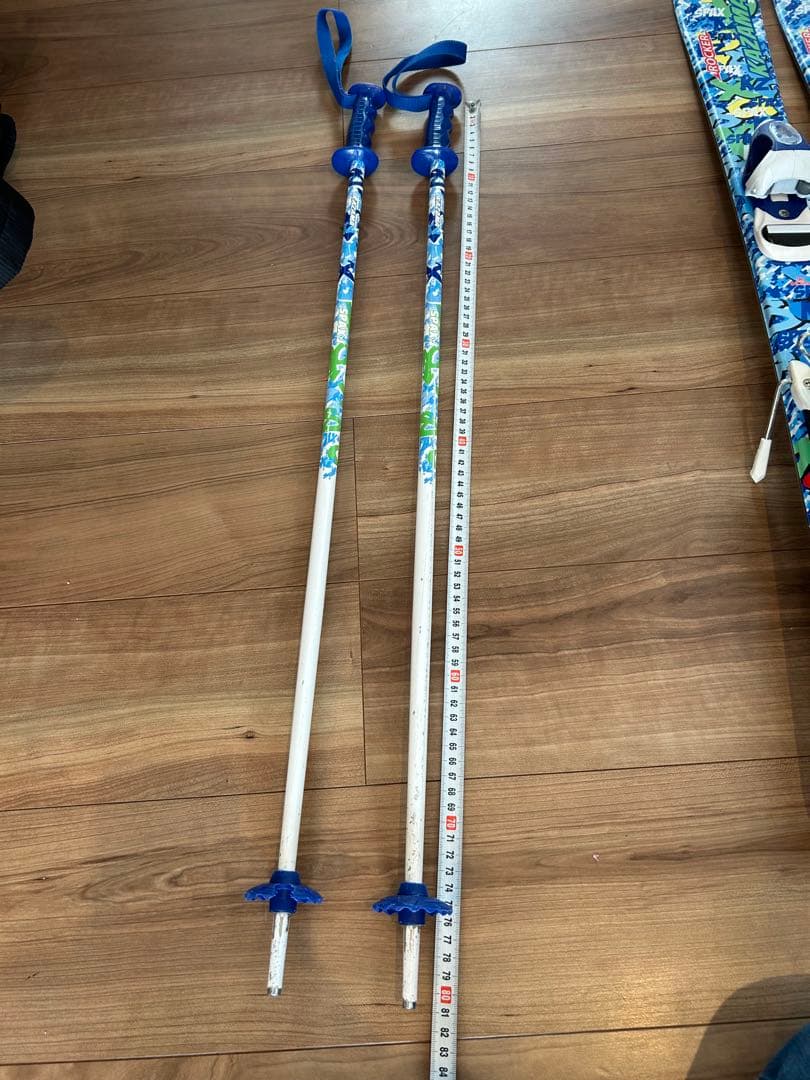 ジュニアスキー 4点セットKAZAMA 板96cm／靴17cm／ストック80cm