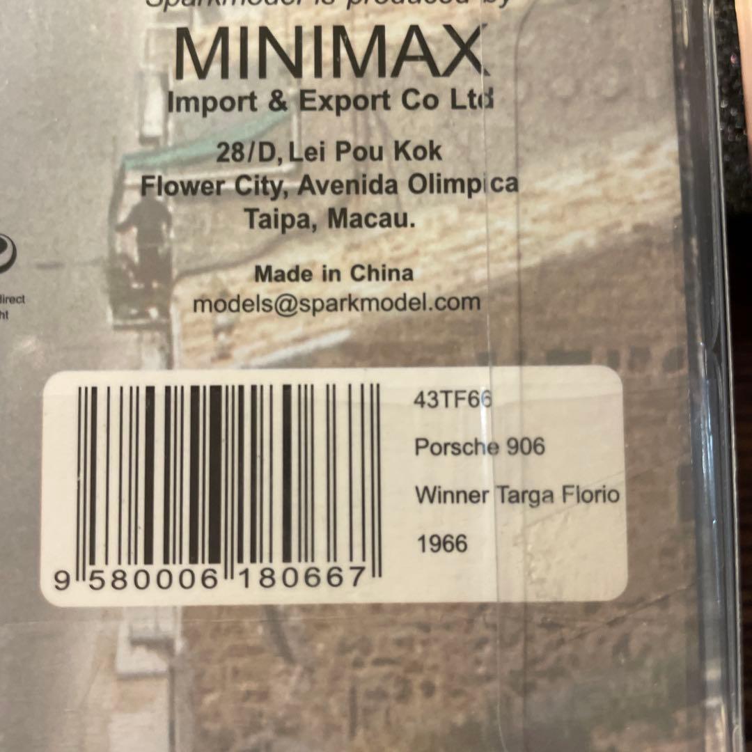 絶版　スパーク 1/43 ポルシェ　906 Targa Florio 1966