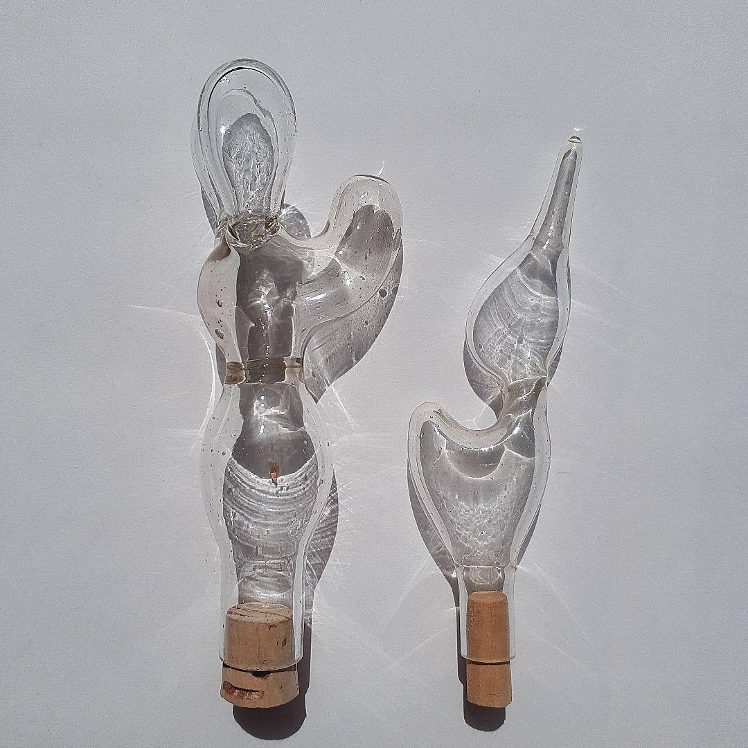 ゴム風船型R　アンティーク硝子　吹きガラス　レトロ雑貨　とろとろガラス