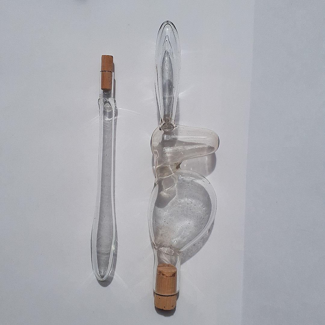 ゴム風船型R　アンティーク硝子　吹きガラス　レトロ雑貨　とろとろガラス