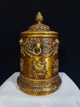 金銅経瓶「八宝瓶」仏教の八宝