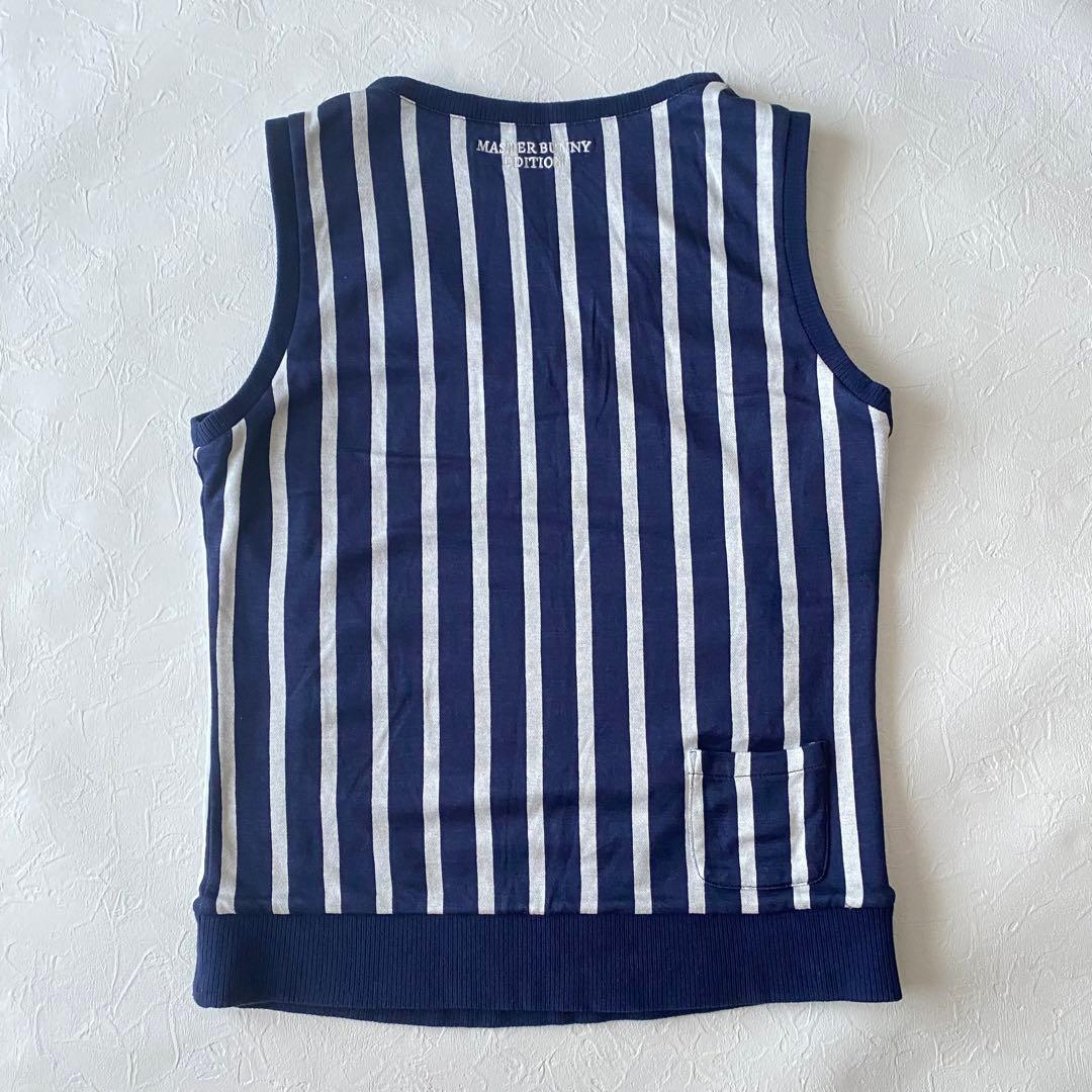 【マスターバニー】リバーシブルVネックベストネイビーストライプ レディース0