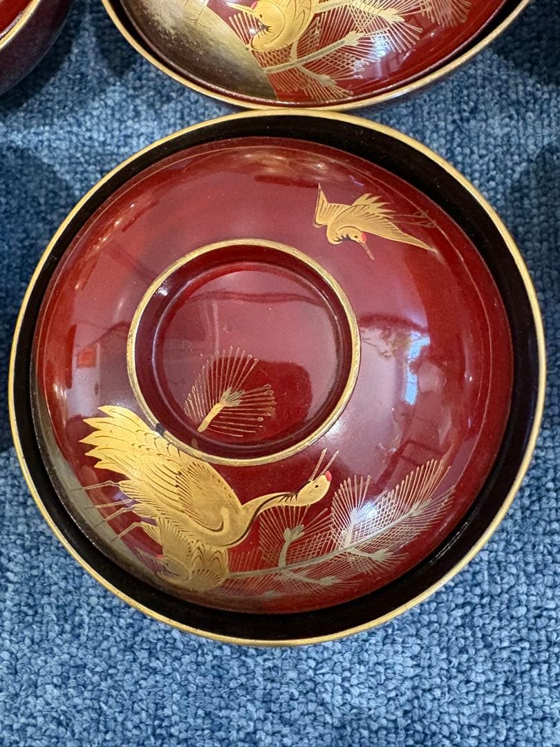 漆島塗吸物椀　金蒔絵　骨董　時代物　アンティーク　10客共箱付き