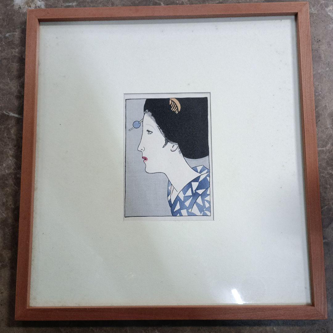 4147）竹久夢二　木版画　小品　美人画　復刻？