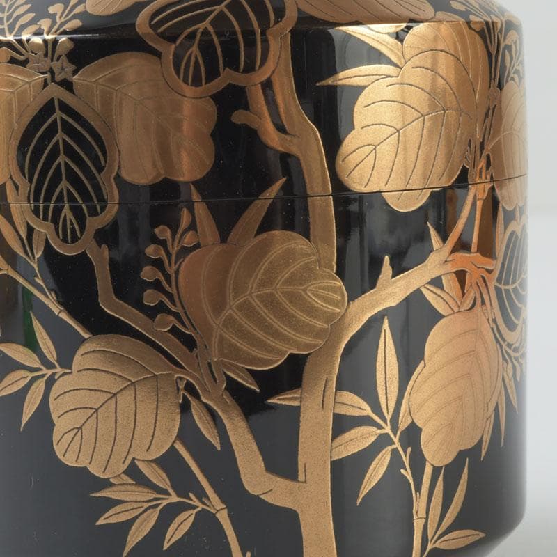 tkfm2002坂下雄峰作　惺斉好写　桐竹蒔絵　大雪吹　共箱　V　9621