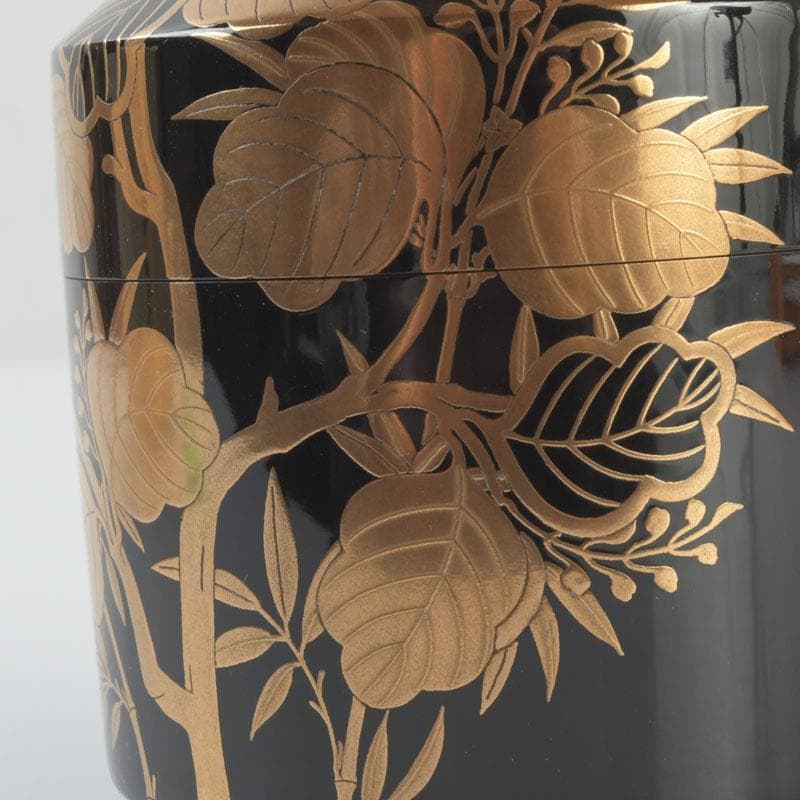 tkfm2002坂下雄峰作　惺斉好写　桐竹蒔絵　大雪吹　共箱　V　9621