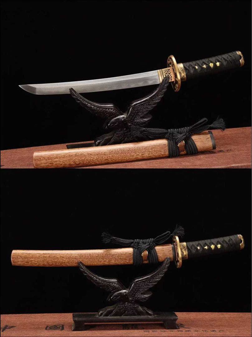 打刀 脇差 短刀 3点セット カリン木製鞘 武具 舞踊刀 古兵器