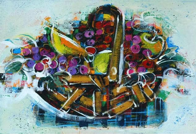 油絵 菅家令子 絵 絵画 インテリア uF6-061403 静物 フルーツ