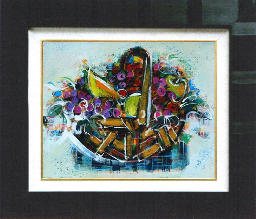 油絵 菅家令子 絵 絵画 インテリア uF6-061403 静物 フルーツ