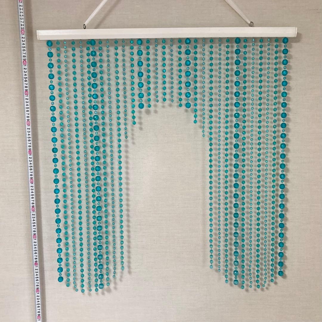 セルコン 珠のれん 玉暖簾 仕切り すだれ カーテン 壁掛け 青 ポップ レトロ