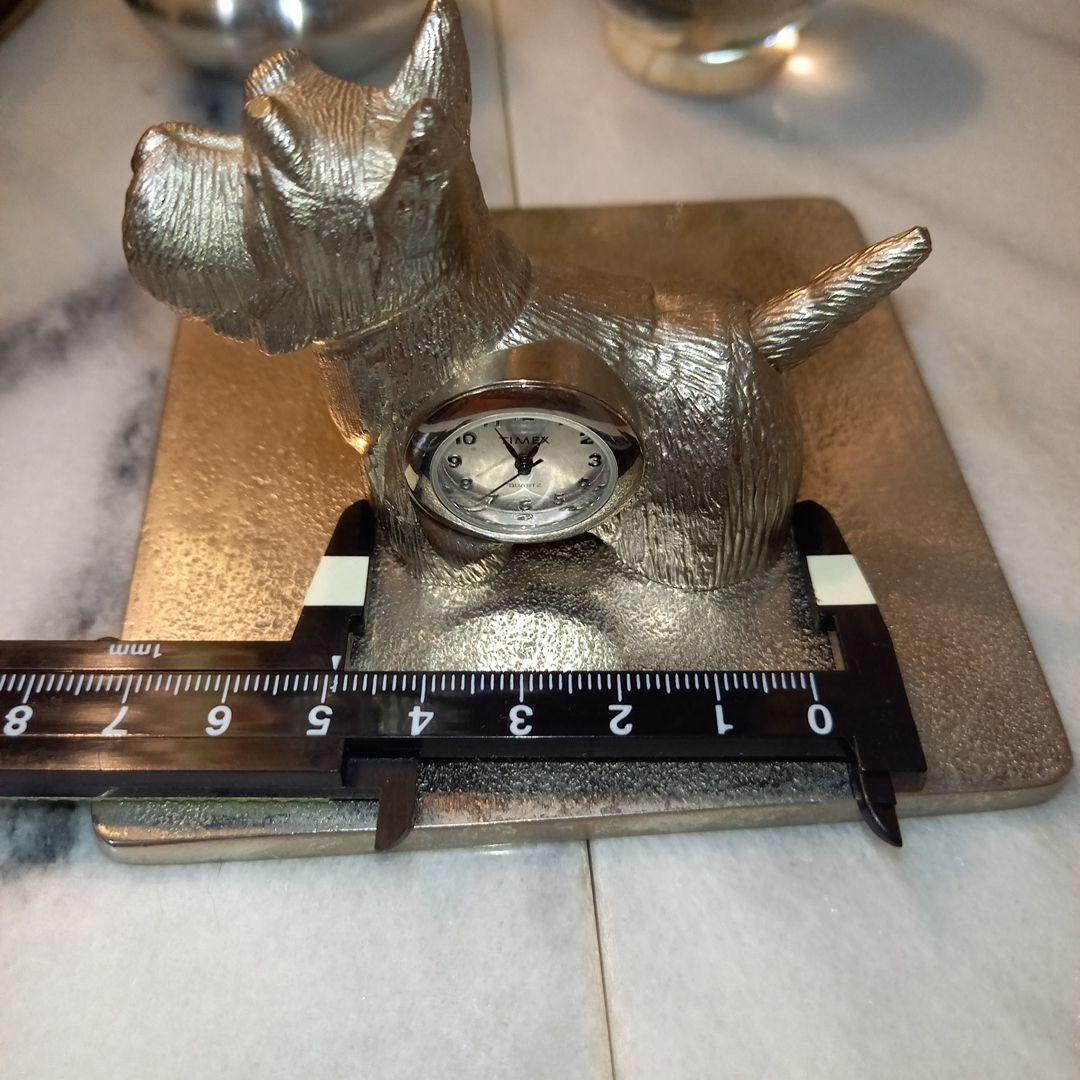 TIMEX　レア　置時計　スコティッシュテリア　ピューター　オブジェ　シルバー