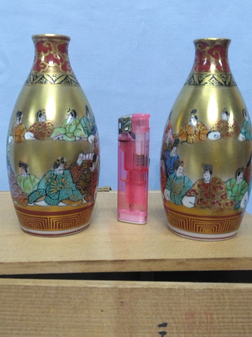 九谷焼龍山　中田龍山　三十六歌仙酒器　九谷名工