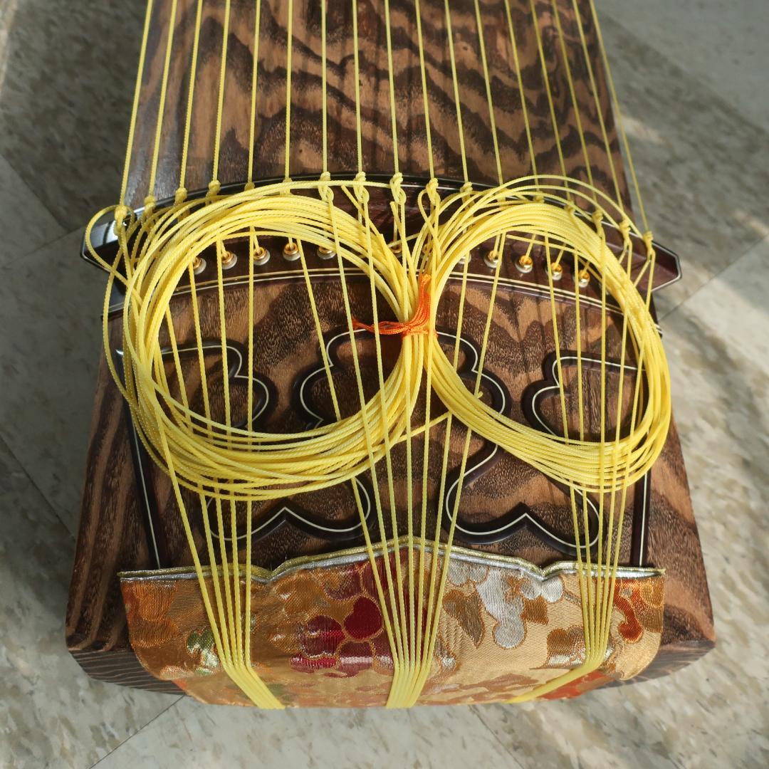 17弦 琴 くり甲 綾杉彫り 透かし玉縁包み 全長約215cm 和楽器