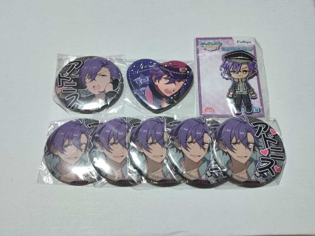 あんスタ 乙狩アドニス 応援缶バッジハート型ビッグ缶バッジ ワッペンバッジセット