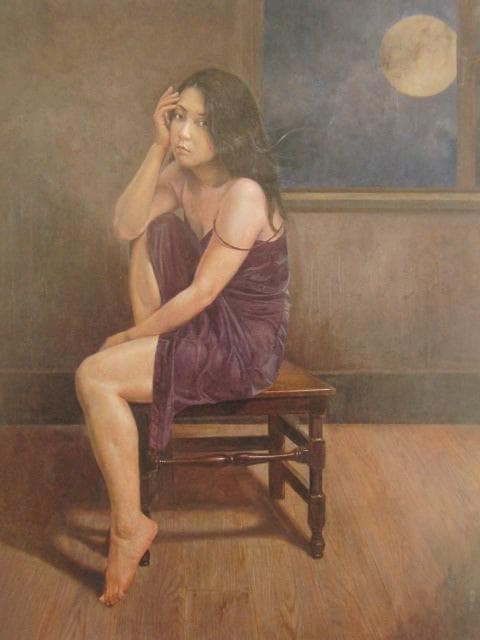 舟木誠一郎、雨夜の月、希少な画集より、新品高級額・額装付、状態良好