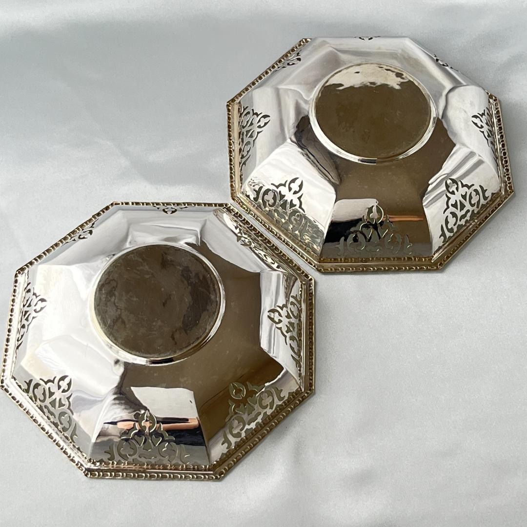 【英国】 透かしのオクタゴンボウル ペア【シルバープレート】